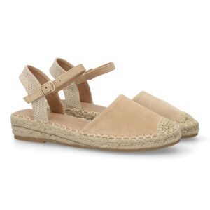 Alpargata mujer yute cómoda cierre de hebilla en Beige
