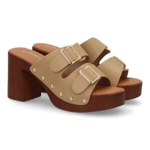 Sandalia plataforma mujer con hebillas y tachuelas