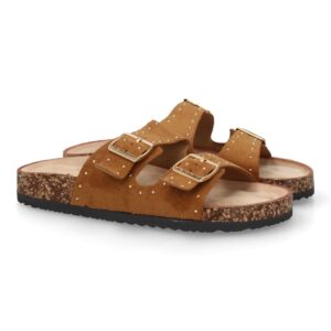 Sandalia bio mujer hebillas ajustables en Camel