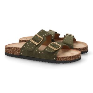 Sandalia bio mujer hebillas ajustables en Verde