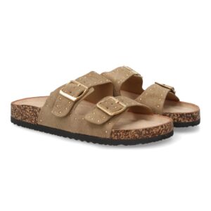 Sandalia bio mujer hebillas ajustables en Taupe
