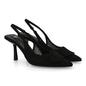 Zapato destalonado calado mujer tacón elegante en Negro