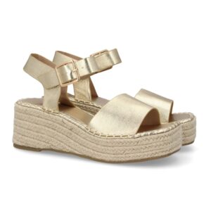 Sandalia cuña mujer cómoda verano en Oro
