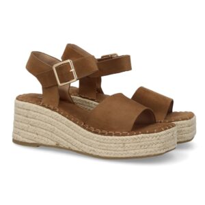 Sandalia cuña mujer cómoda verano en Camel