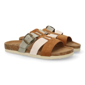 Sandalia Mujer cómoda con tiras y hebilla en Verde