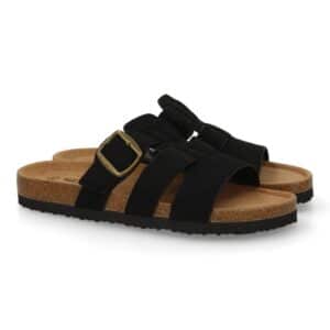 Sandalia Mujer cómoda con tiras y hebilla en Negro