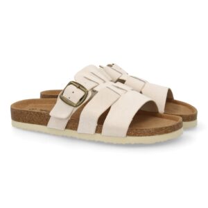 Sandalia Mujer cómoda con tiras y hebilla en Beige