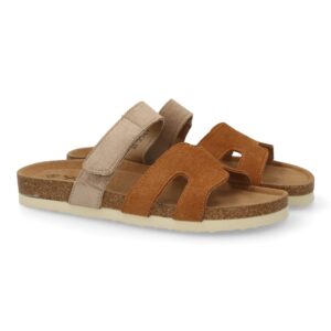 Sandalia Mujer cómoda doble tira en Taupe