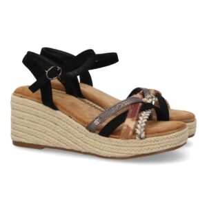 Sandalia de cuña para mujer, diseño de tiras cruzadas