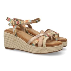 Sandalia de cuña para mujer, diseño de tiras cruzadas
