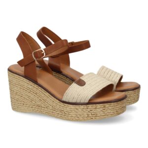 Sandalia cuña mujer elegante verano, tira de yute en