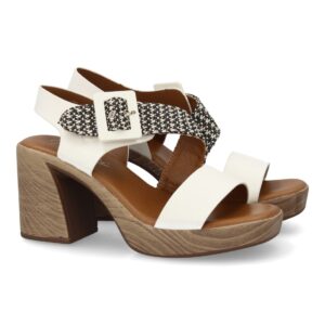 Sandalia tacón mujer elegante comoda en Blanco