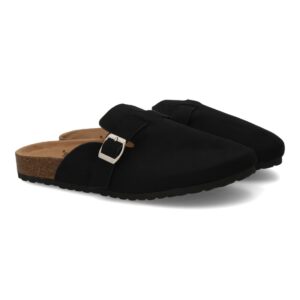 Zueco de hombre cómodo con hebilla ajustable en Negro