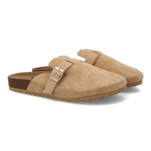 Zueco de hombre cómodo con hebilla ajustable en Kaki