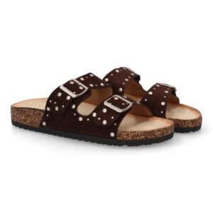 Sandalia bio mujer cómoda con tachuelas en Marrón