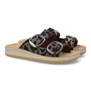 Sandalia anatómica mujer animal print en Negro