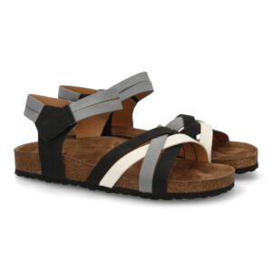 Sandalia bio para mujer con tiras cruzadas en Negro