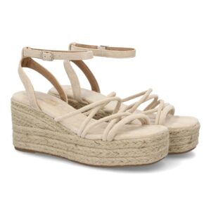 Sandalia cuña mujer elegante verano en Beige