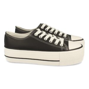 Zapatilla de Plataforma con Cordones en Negro
