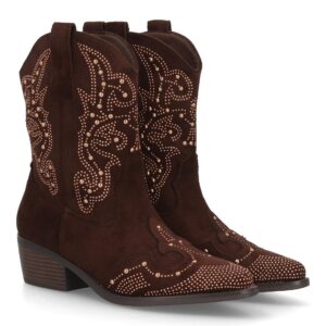 Botín cowboy mujer caña media con tachuelas decorativas