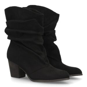 Bota mujer caña arrugada tacón ancho estilo casual