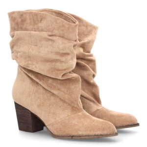 Bota mujer caña arrugada tacón ancho estilo casual
