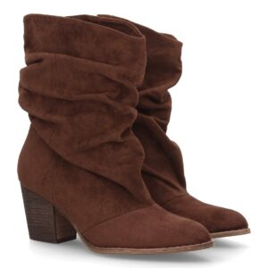 Bota mujer caña arrugada tacón ancho estilo casual