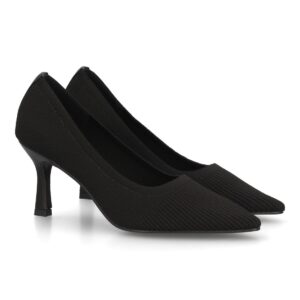 Zapato salón para mujer con tacón, punta fina y tejido