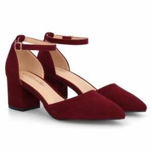 Zapato salón mujer tacón ancho cierre de hebilla punta
