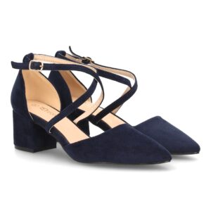 Zapato tacon comodo elegante para mujer en Azul
