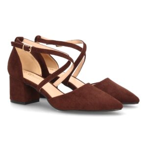 Zapato tacon comodo elegante para mujer en Marrón