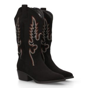 Botas de mujer estilo cowboy tacon bajo diseño caña