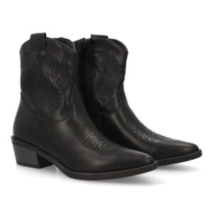 Botín cowboy con tacón para mujer en Negro
