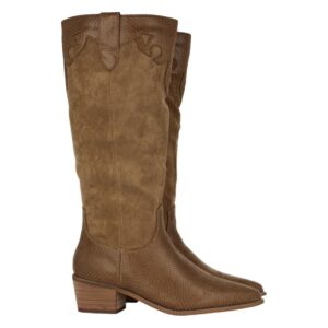Bota de Tacón con Estampado y Cremallera en Verde
