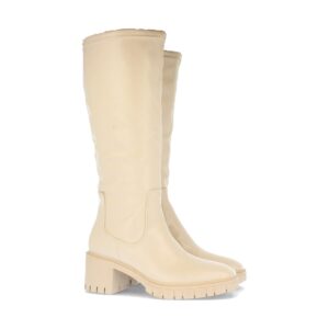 Bota de Tacón con Cremallera en Beige