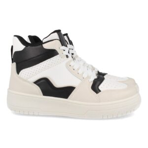 Zapatilla Abotinada con Cordones en Beige