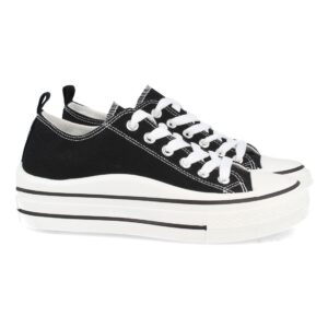 Zapatilla Estilo Bamba con Cordones en Negro