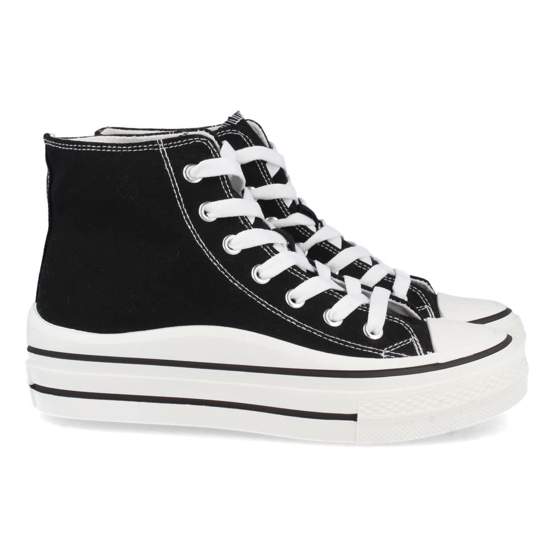 Zapatilla Estilo Bamba con Cordones en Negro