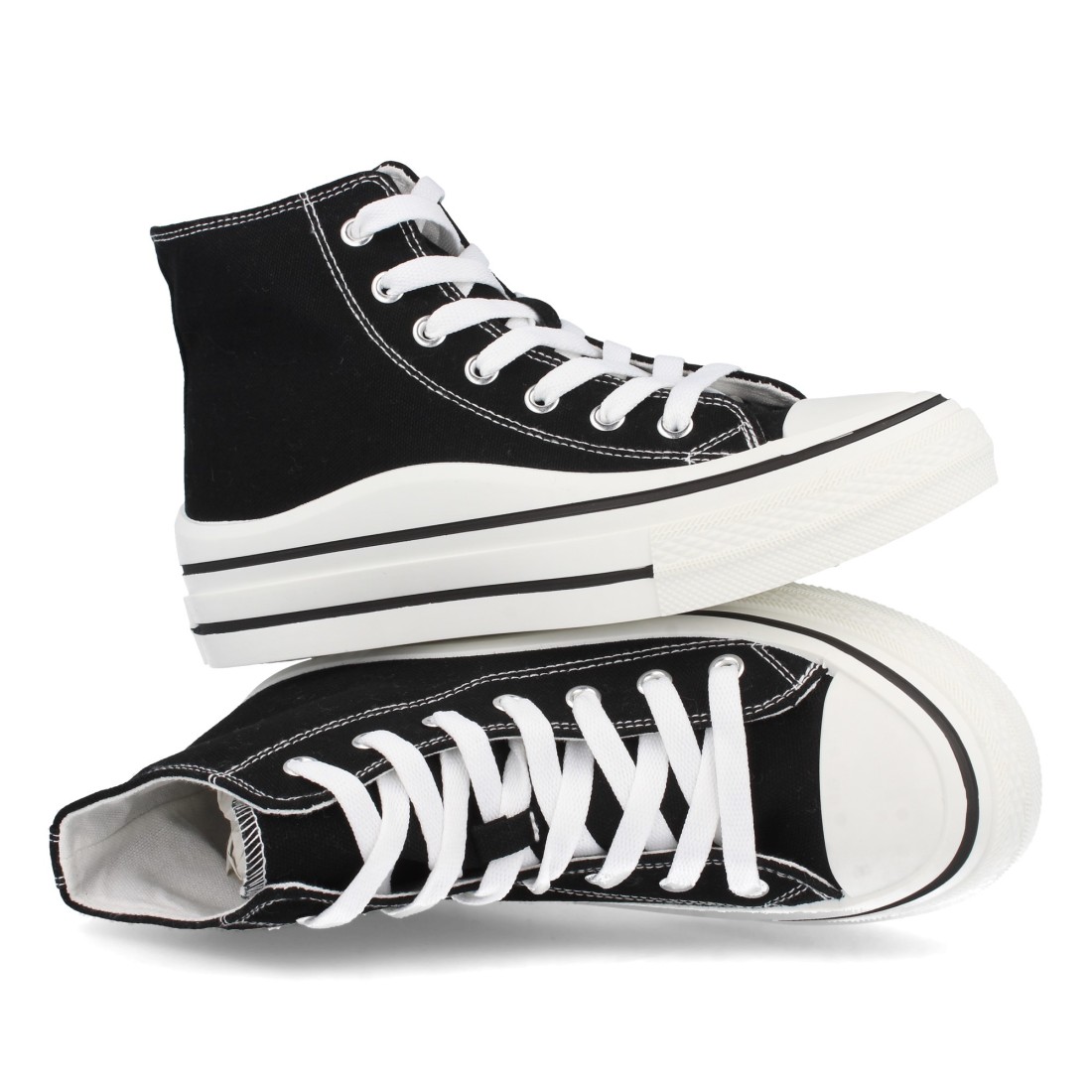 Zapatilla Estilo Bamba con Cordones en Negro - Imagen 5