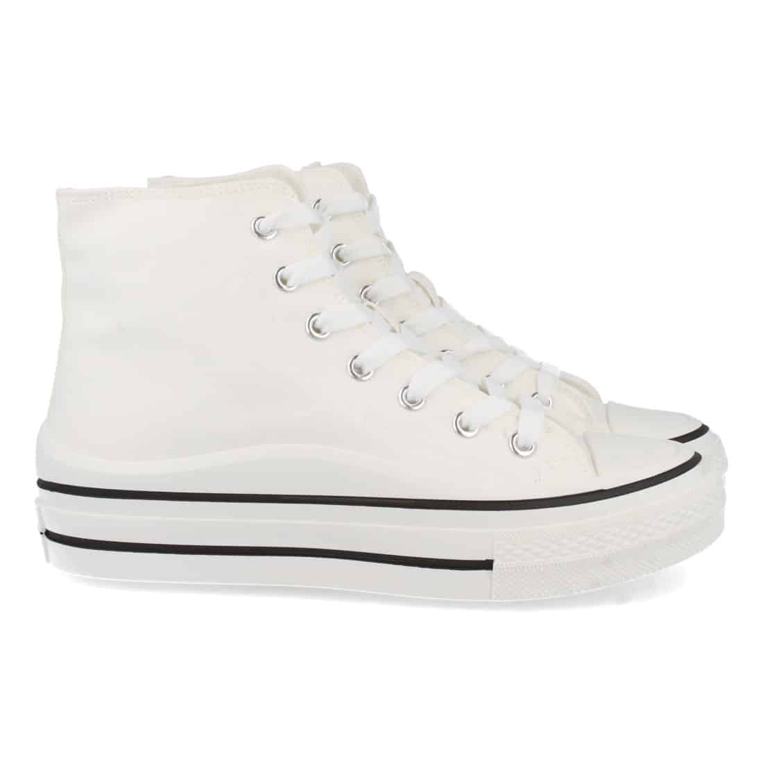 Zapatilla Estilo Bamba con Cordones en Blanco
