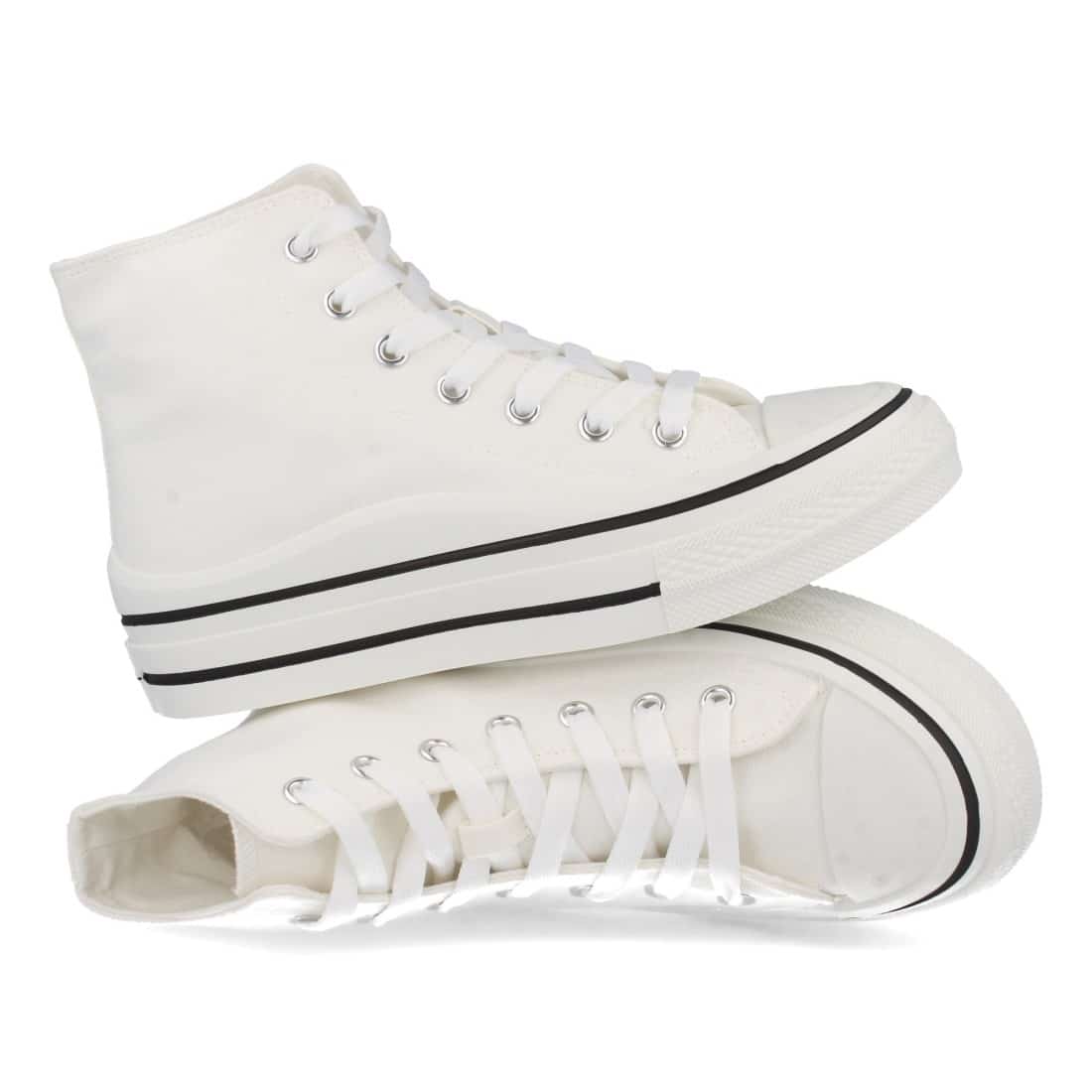 Zapatilla Estilo Bamba con Cordones en Blanco - Imagen 5