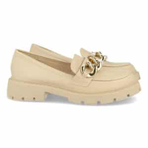 Mocasín Plano con Cadena en Beige