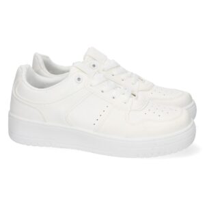 Zapatilla de Plataforma con Cordones en Blanco