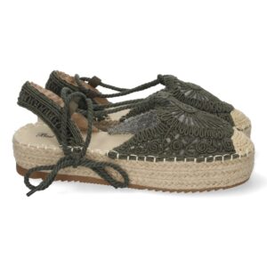 Sandalia de Plataforma con Cordones en Verde