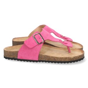Sandalia Plana de Esclava con Hebilla en Fucsia