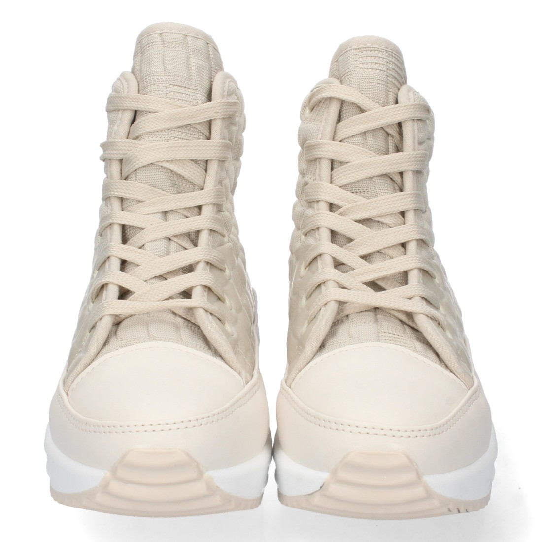 Bamba Abotinada de Plataforma con Cordones en Beige - Imagen 3
