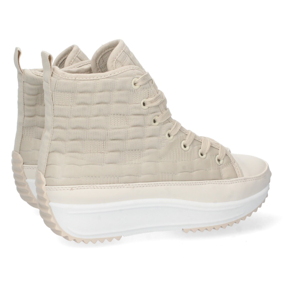 Bamba Abotinada de Plataforma con Cordones en Beige - Imagen 4