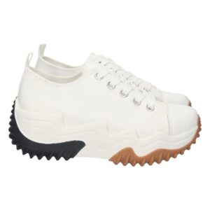 Zapatilla de Plataforma con Cordones en Blanco