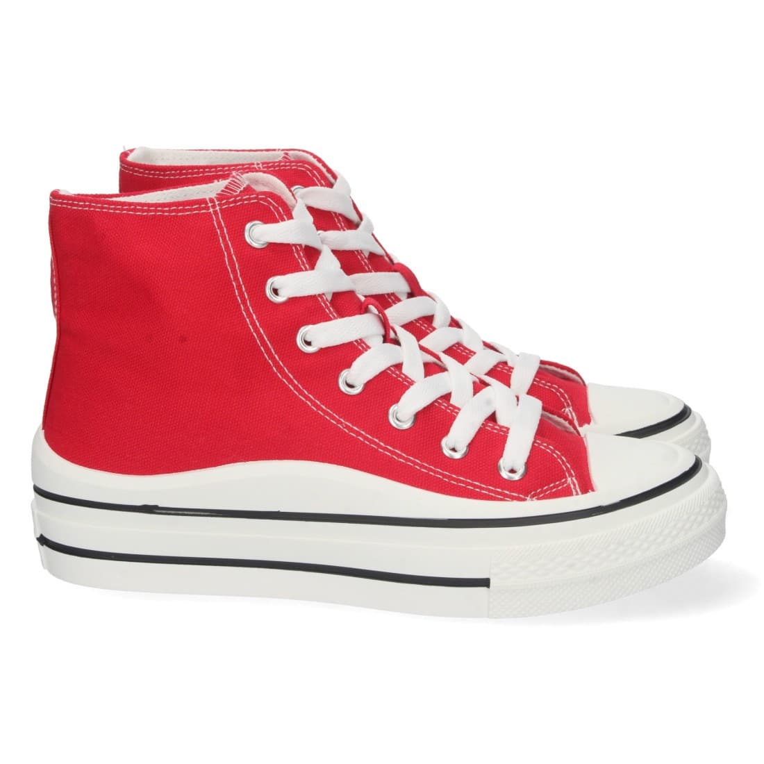 Zapatilla Estilo Bamba con Cordones en Rojo