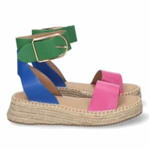 Sandalia Plana con Pala Fina de y Hebilla en Fucsia